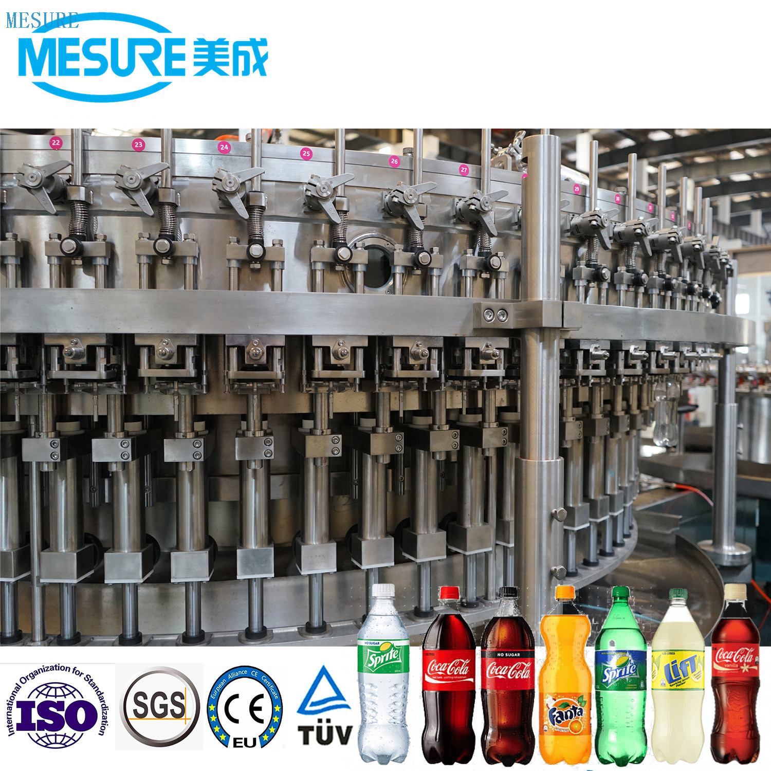 Série automatique des boissons gazeuses - ligne de rinçage / remplissage 3-en-1