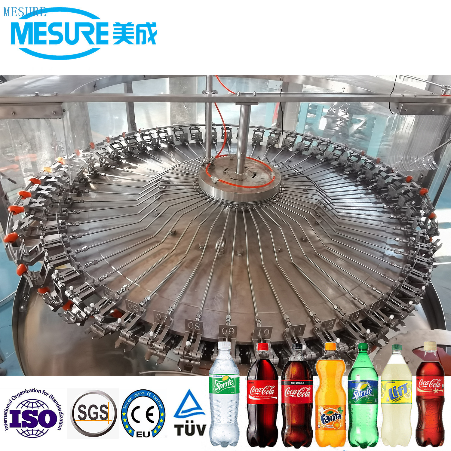 Série automatique des boissons gazeuses - ligne de rinçage / remplissage 3-en-1