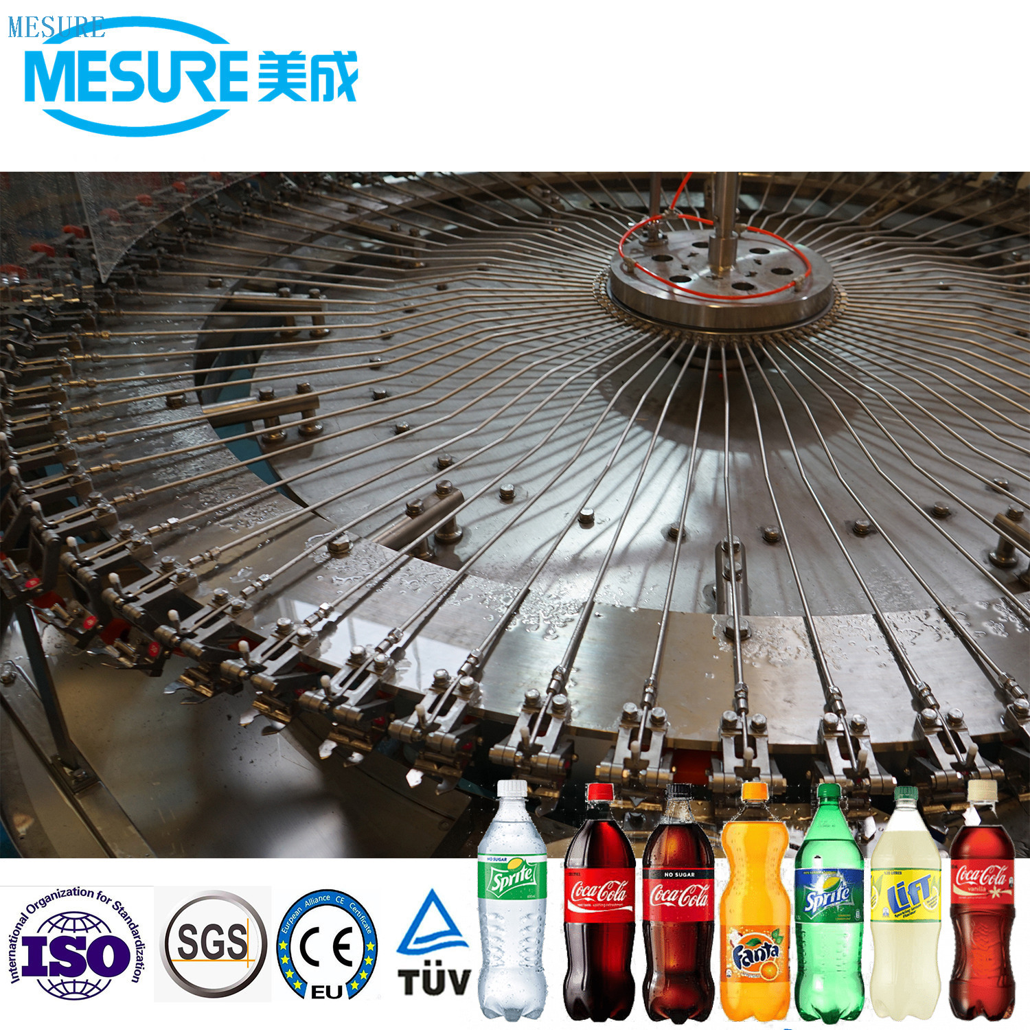  Boisson gazeuse automatique Rinsing Ferming Caping 3 in 1 Mono Block Production Line