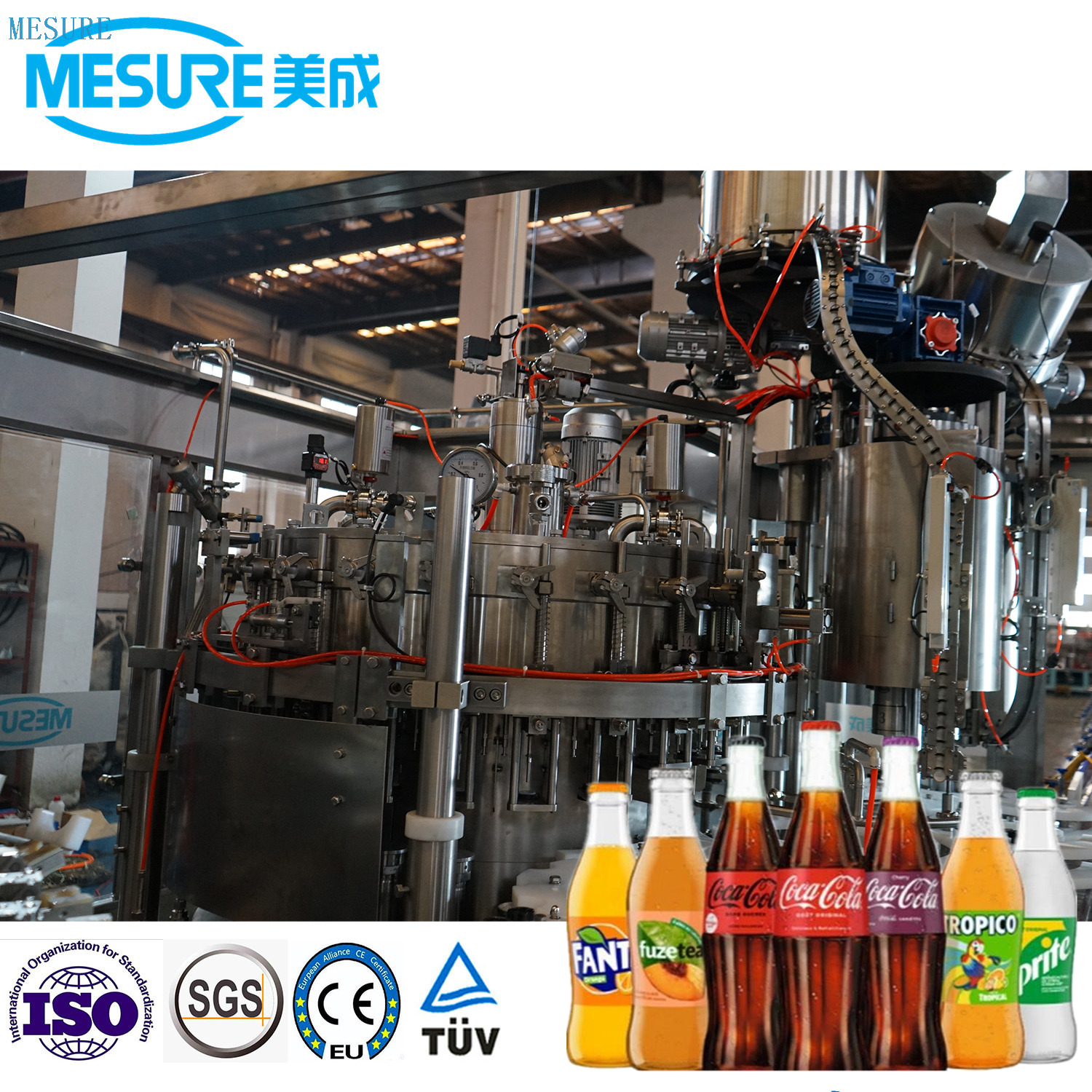 Bouteille en verre automatisée Système d'embouteillage de boisson gazeuse rinçage