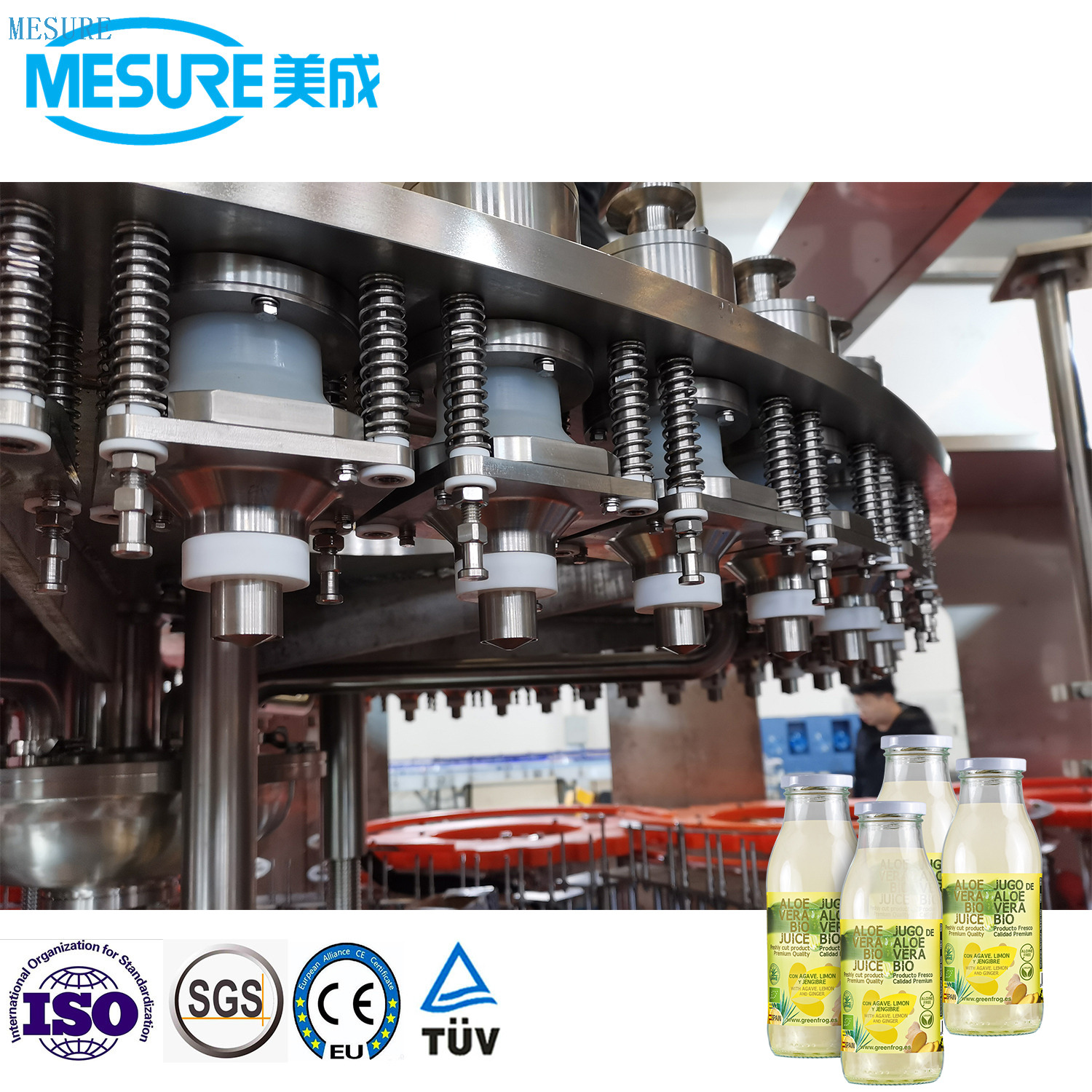 Machine de remplissage de bouteille de bouteille en verre 3 en 1 rinçage.