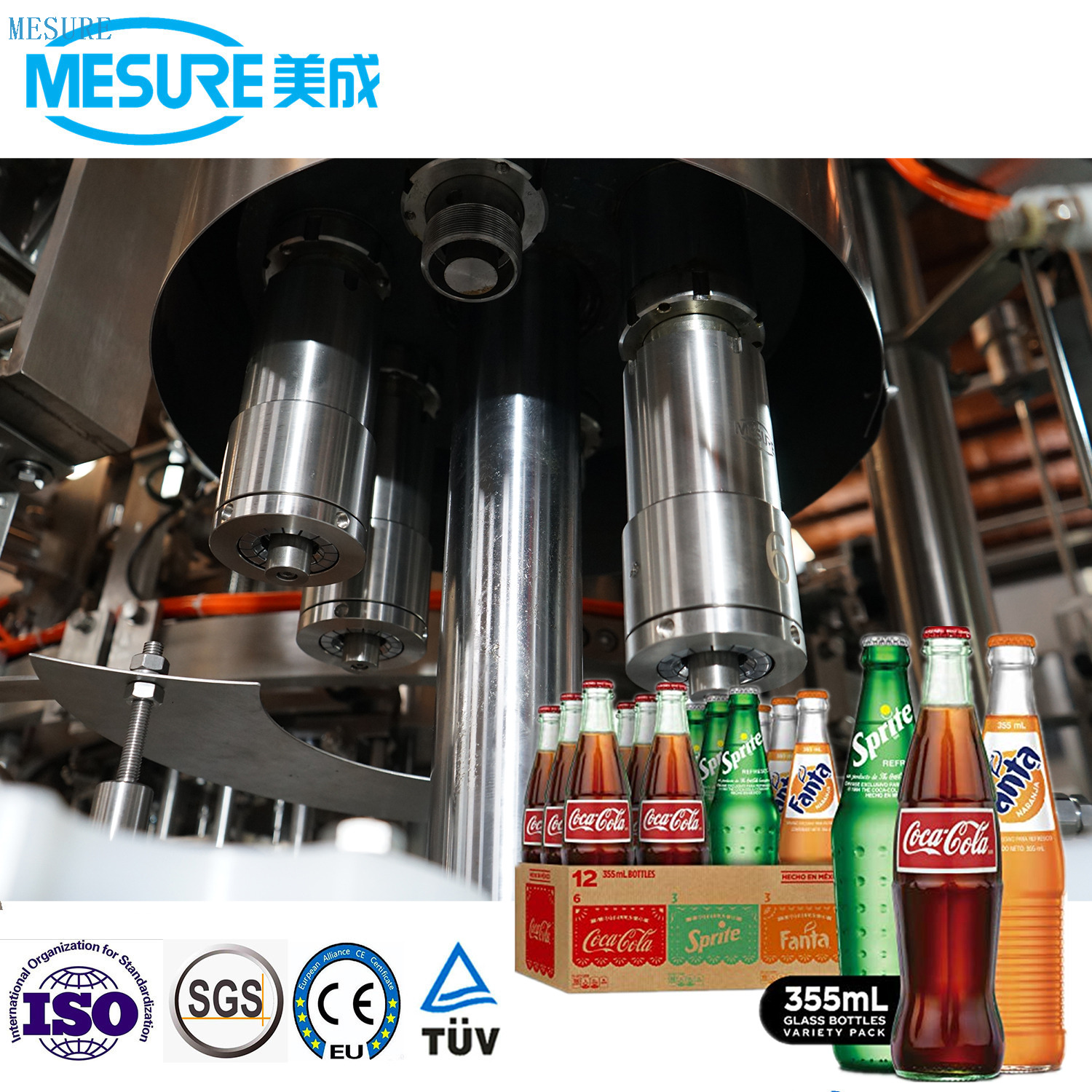 Ligne d'embouteillage de boisson gazeuse à grande vitesse avec plafonnement de remplissage de rinçage 