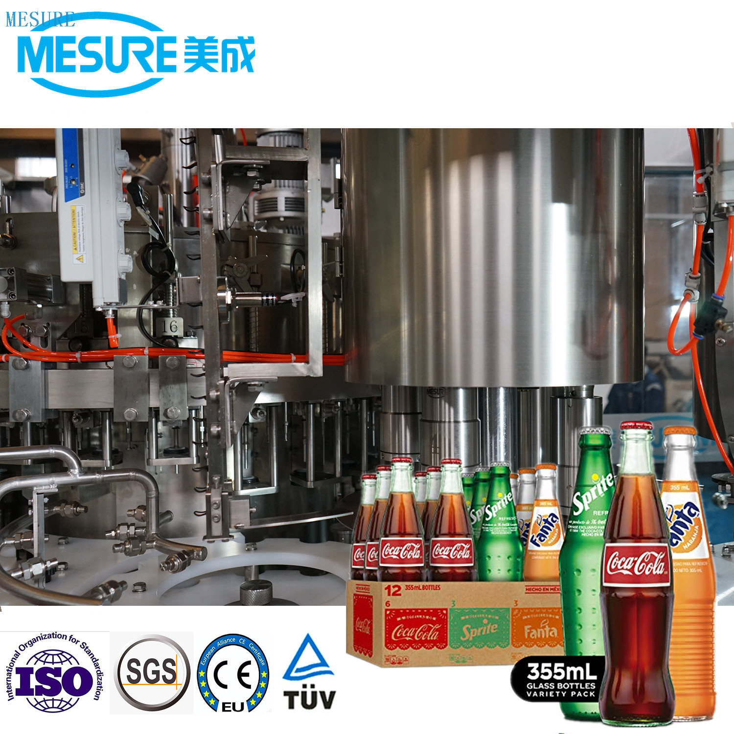 Ligne d'embouteillage de boisson gazeuse à grande vitesse avec plafonnement de remplissage de rinçage 