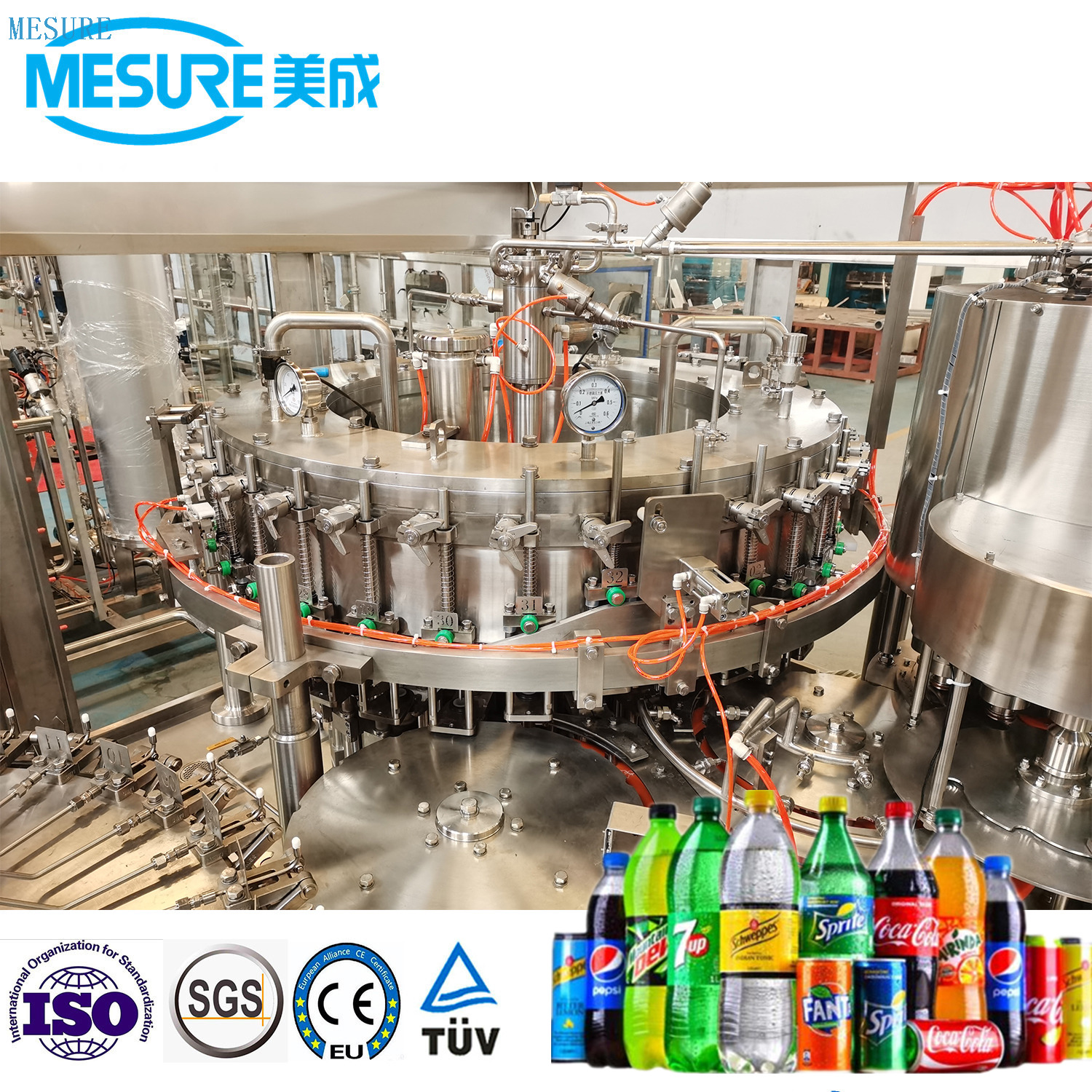 Machine de remplissage de remplissage de blocs mono-bloc de boisson gazeuse à haut débit 